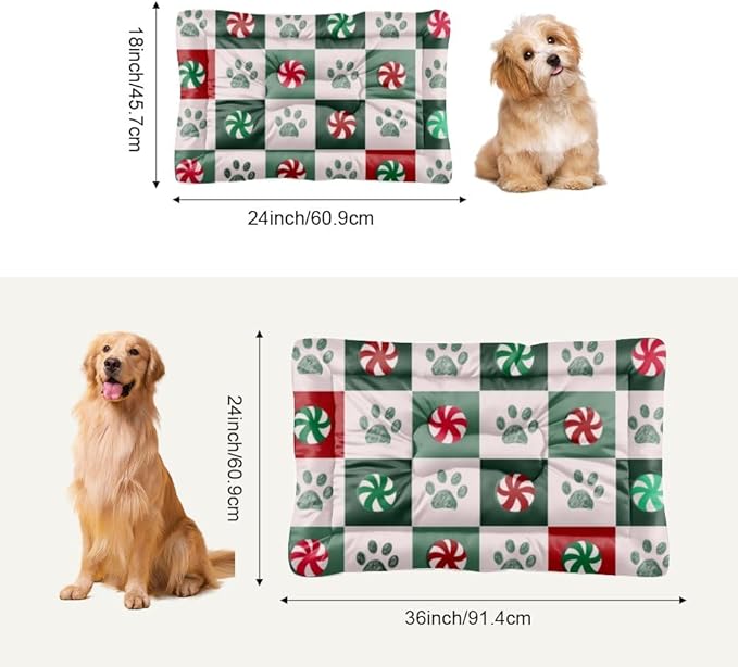 Festive Checker Design Pet Pad Waterproof Pet Bed Dog Crates Mats Cozy House Dog Bed Non- Slip Bottom Friendly Furniture Multi- Scenario Beds Gift Printed Mat 36× 24 Inch