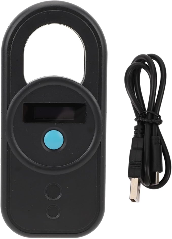 ANGGREK Pet Chip Scanner, Rechargeable Dual Frequency Store 128 Stores Information Easy to Use Portable Animal Tag Reader for Animal Hospitals (Black)
