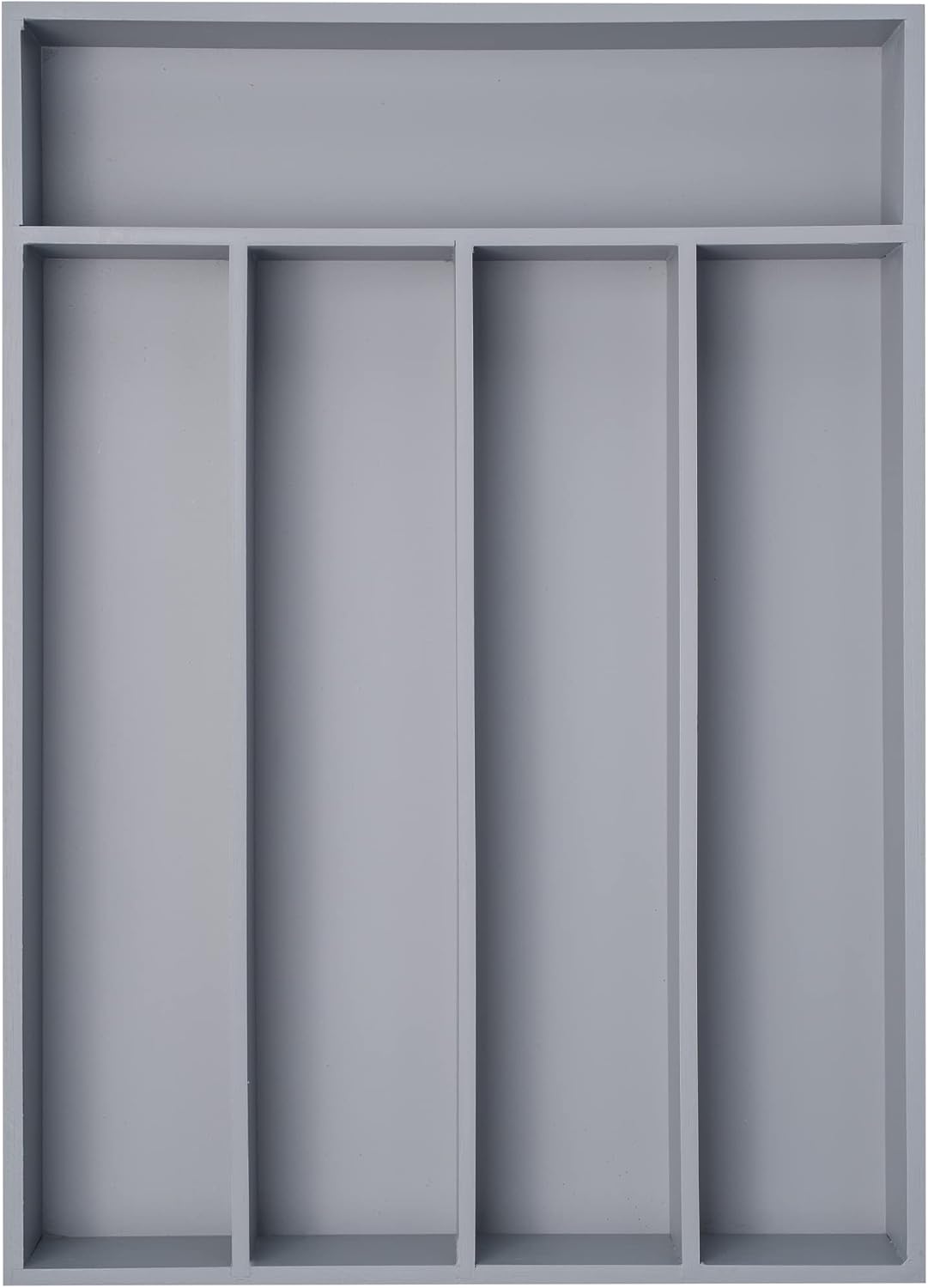 Besilord Bamboo Silverware Holder - Drawer Organizer with 5 Slots (Gray)