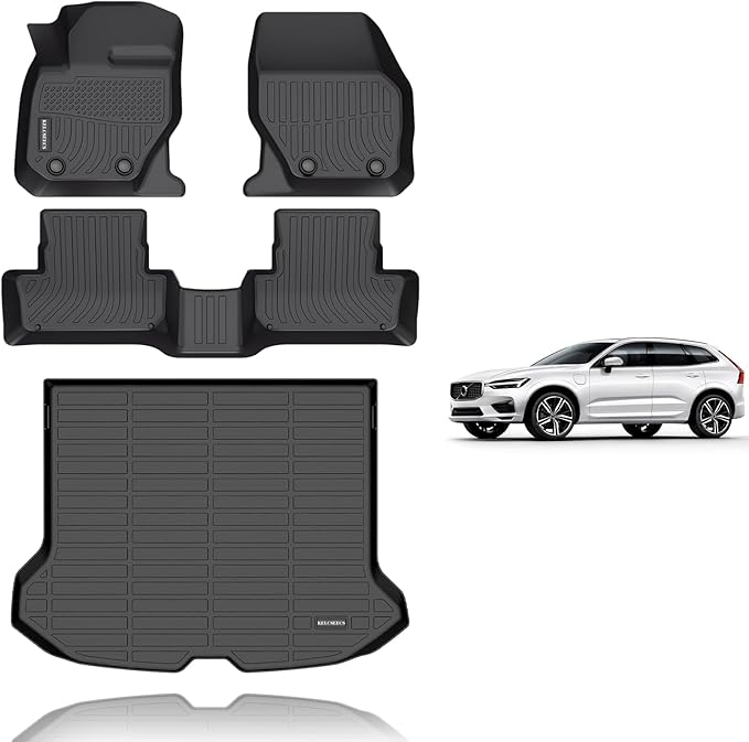 KELCSEECS® Floor Mats & Cargo Liner Custom for 2010-2017 Volvo XC60 All Weather Protection TPE Floor Liners Front& Rear Row Full Set Volvo XC60 Accessories Black