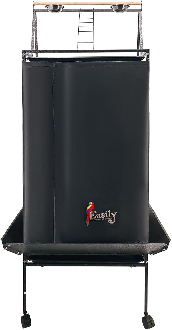 Easily Bird Cage Cover for Large Bird Cage with Play Top, Good Night Birdcage Covers, Black, 68"
