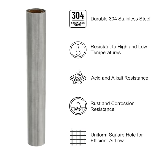PATIKIL 40" L x 10" W Woven Wire Mesh, 150 Mesh 304 Stainless Steel Air Vent