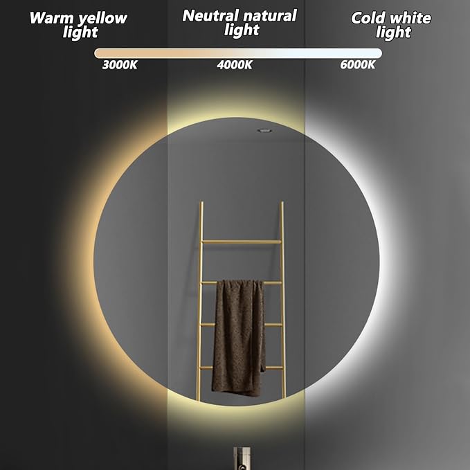 Bathroom Mirror with LED Lights and Touch Sensor, Wall Mounted Mirror with