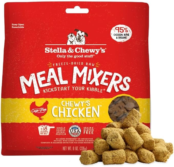 Stella & Chewy's Freeze Dried Raw Chewy’s Chicken Meal Mixers – Dog Food Topper for Small & Large Breeds – Grain Free, Protein Rich Recipe – 8 oz Bag