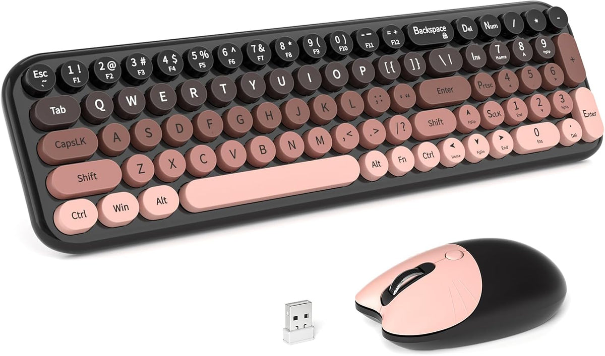 KNOWSQT Wireless Keyboard and Mouse Combo - BlackBerry-Gradient 2.4G Full-Size Typewriter Cute Colorful Keyboards - USB Plug and Play, for Windows, Laptop, Computer, PC, Desktop