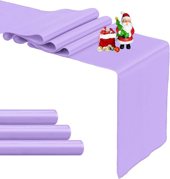 4-Pack Lavender Satin Table Runner 12 x 108 Inch Long Bright and Smooth Silk