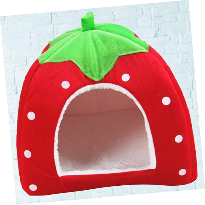 Pet Furniture Pet House Dog Bed Doggie Bed Dog Cot Strawberry Foldable Cat Cave Puppy Sleeping Warm Strawberry Nest Warm Pad