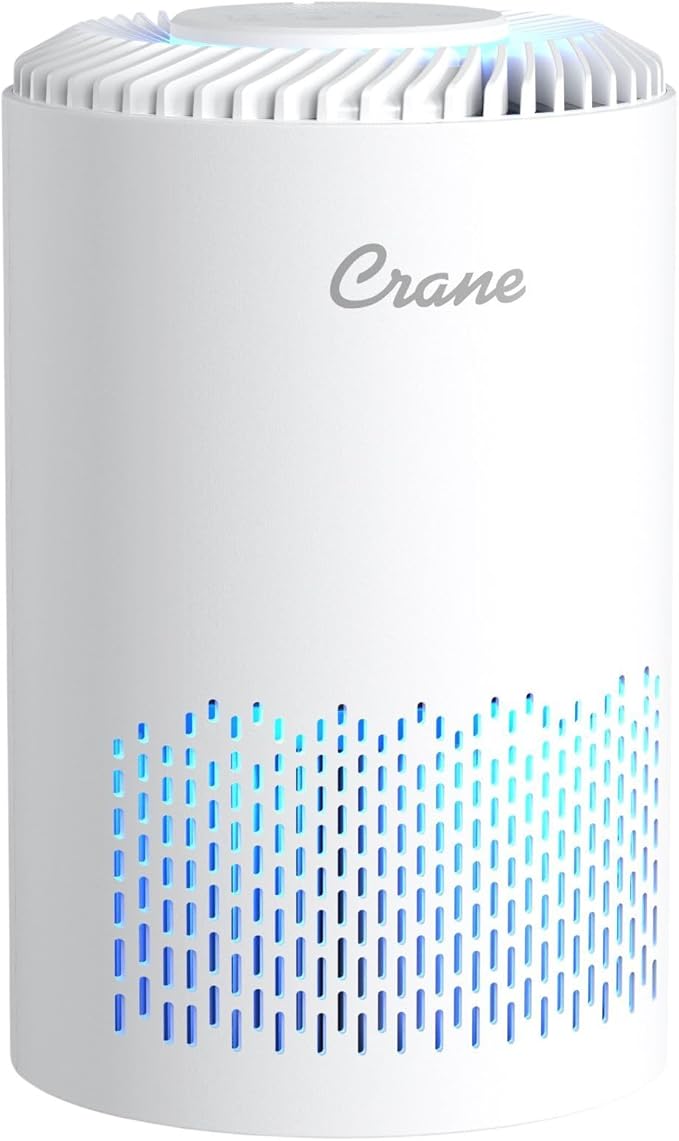 Crane True HEPA Air Purifier for Home, and Dorm Room, Bedroom Essentials