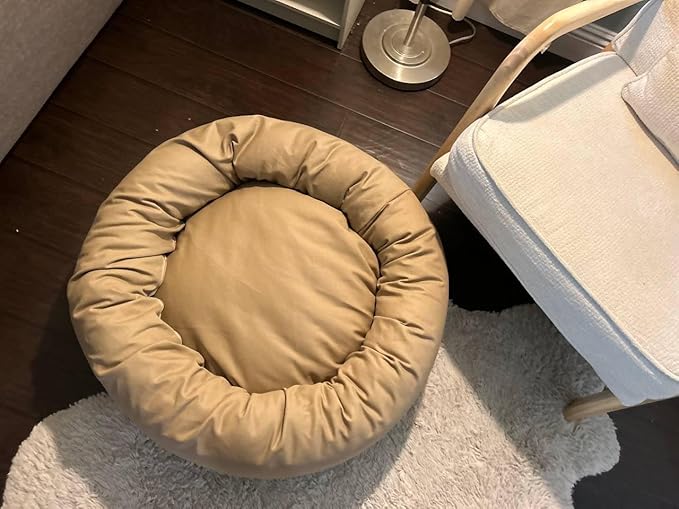 Organic Cotton Canvas Dog Bed: Removable Cover, Natural Fill - Made in USA (Tan, XX Large 50" x 8" inches)