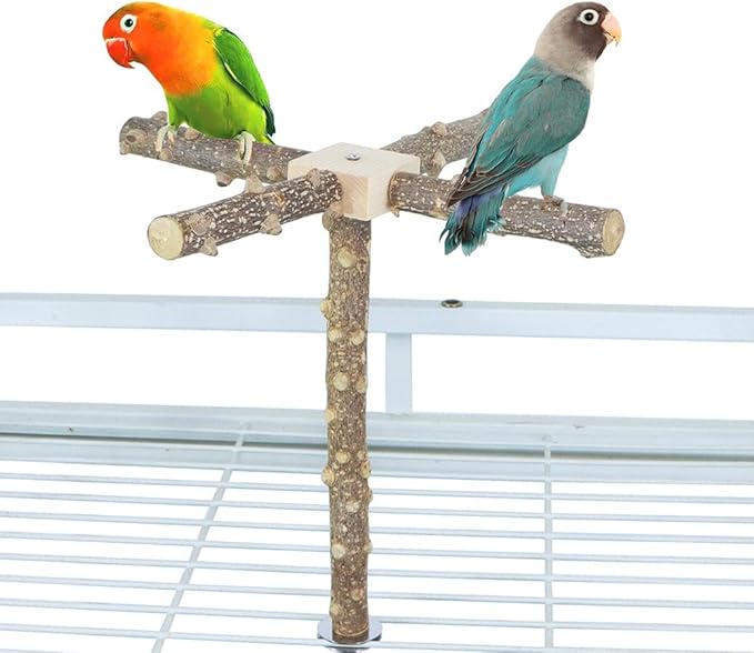 Bird Perch Stand Toy, Interactive Spinning Bird Toys, Wooden Parrot Perch,Bird Cage Perch Toy for Parakeets, Budgies, Lovebirds Cockatiel