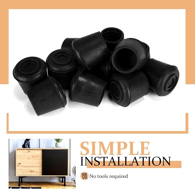 3/4" Round Rubber Chair Leg Tips Caps, Chair Leg Floor Protectors Furniture