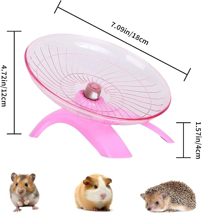 Hamster Flying Saucer Silent Running Wheel, 12 Inch, Suitable for Guinea Pigs, Hamsters, Hedgehogs and Other Small Animals to Ensure Safe Exercise (Pink)