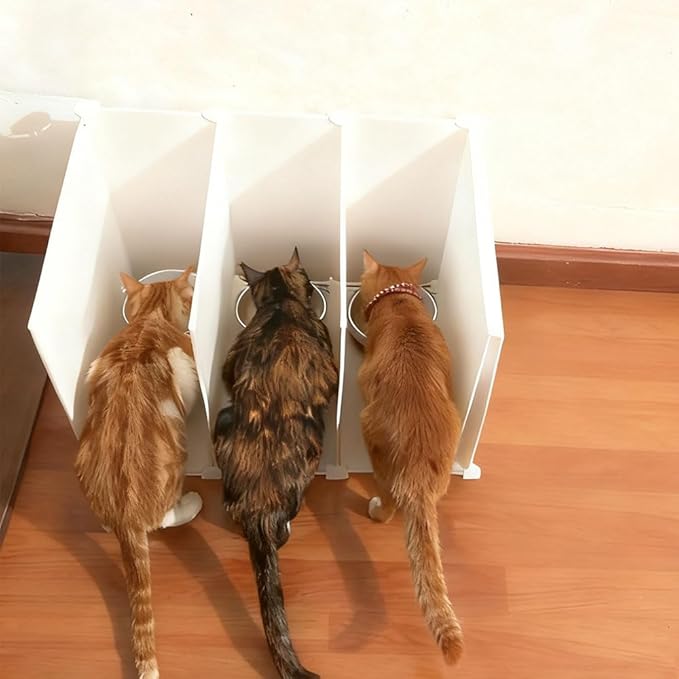 Indoor cat Restaurant/Feeding Area， Multi-cat Feeding Station， Cat Feeding Enclosure ，Shared Feeding Area for Multiple Cats,Adjustable
