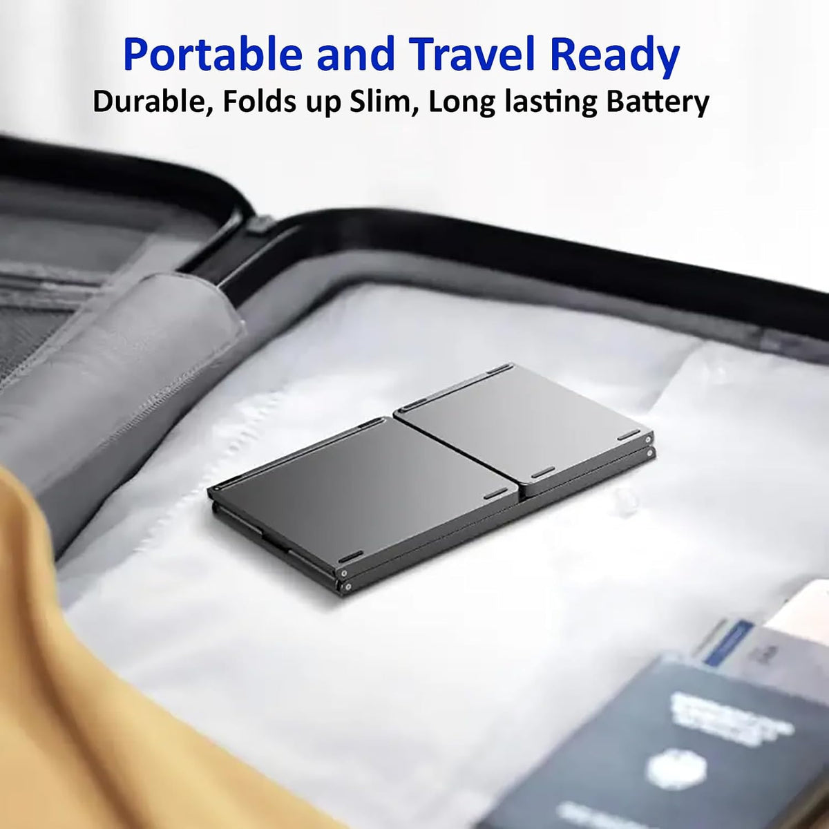 Slim Foldable Wireless Keyboard Compatible with Samsung Galaxy Tab S7/S7+/S6/Lite/S5e/Plus Includes TOUCHPAD Mouse /48H Use/560 Days Standby/Portable/Compact/Tri-Fold/Rechargeable