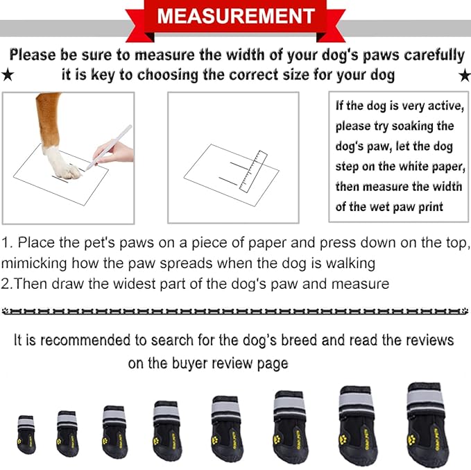 QUMY Dog Shoes for Large Dogs, Medium Dog Boots & Paw Protectors for Winter Snowy Day, Summer Hot Pavement, Water-Resistant in Rainy Weather, Outdoor Walking, Indoor Hardfloors Skid-Resistant Sole