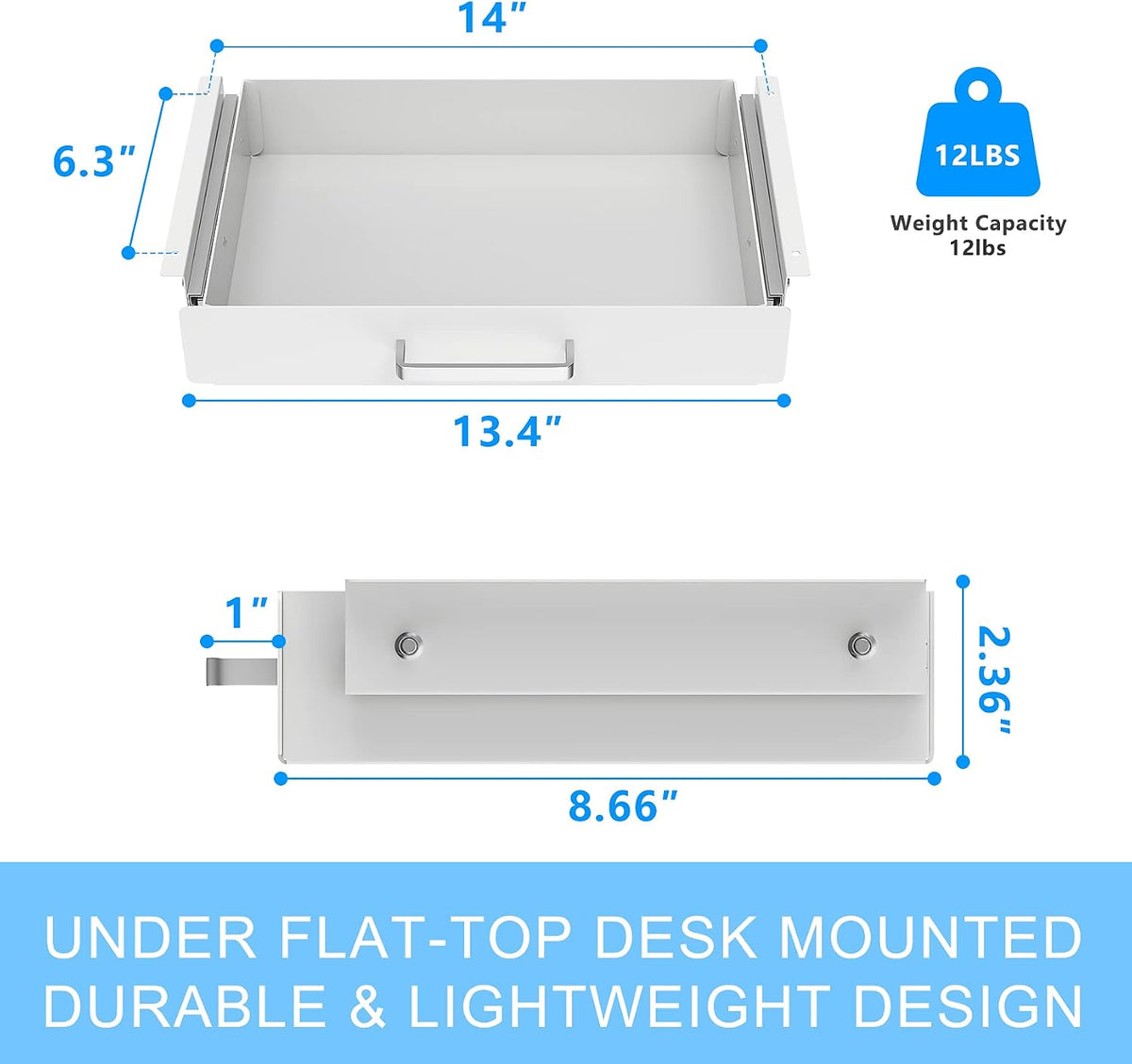 Gome Under Desk Pull-Out Drawer - Storage Organizer Office Mounted, Easy Slide-Out Pencil Drawer for Saving Space, Ideal for Sit-Stand Workstation