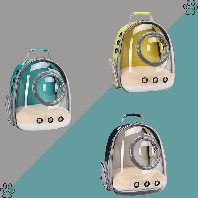 Bubble Cat Carrier Backpack, Transparent Pet Carrier Backpack for Small Puppy and Bunny, Space Capsule Bubble Cat Backpack Carrier, Airline Approved Waterproof Green Pet Backpack for Small Dog