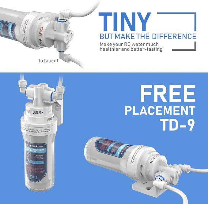 Frizzlife TD-9 Alkaline Remineralization Under Sink Inline Water Filter