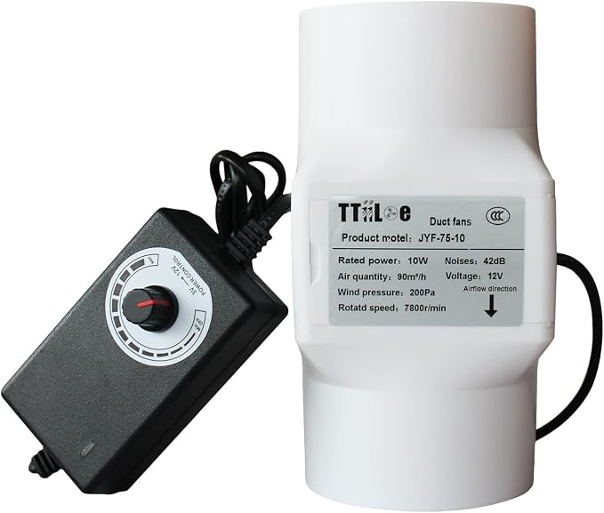 Inline Extractor Duct Fan with Speed Controller 3 inch/75mm Air Diffuser