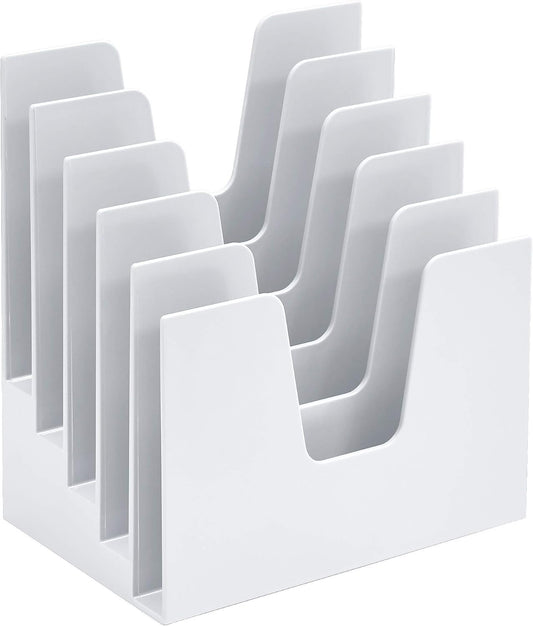 Acrimet 5 Section Incline File Sorter Organizer, Desktop Mail Holder, White