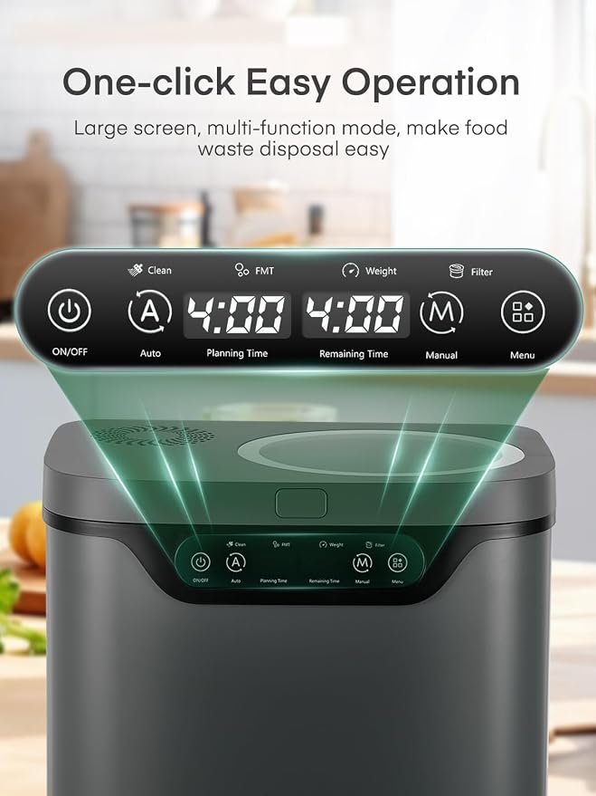 Electric Composter for Kitchen 4L, Countertop Compost Bin Indoor