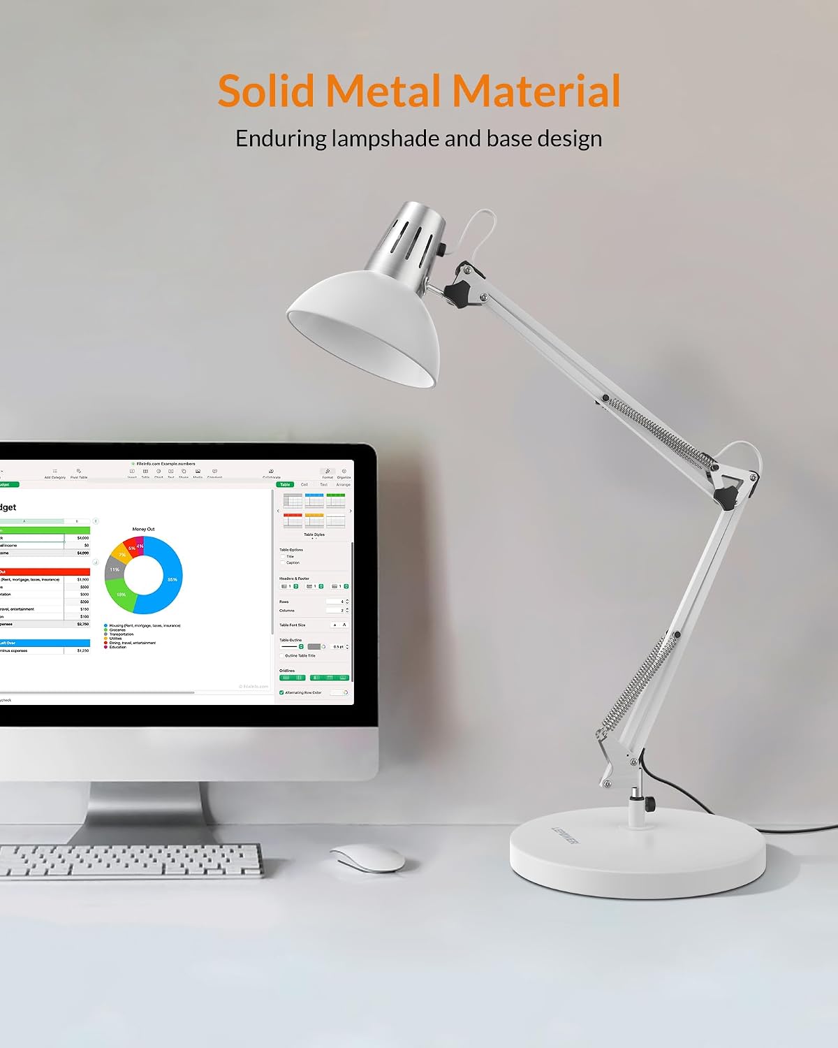 LEPOWER Metal Adjustable Desk Lamp with Clamp, Swing Arm for Home Office