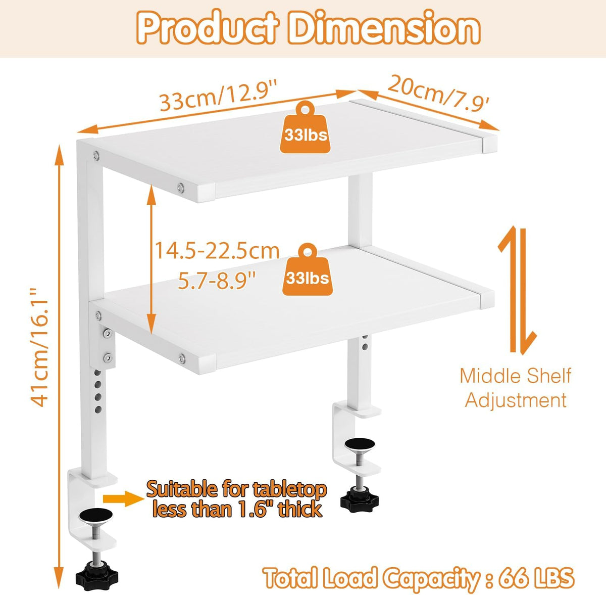 IBUYKE Clamp on Desk Organizer Shelf,Desk Extender Shelves UTMZ007W
