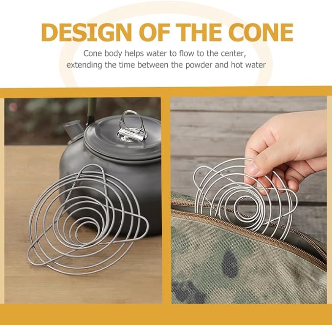Cabilock Foldable Stainless Steel Coffee Filter Dripper Portable Cone Funnel