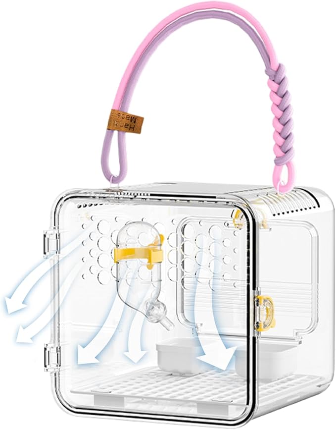 Bird Carrier - Portable Clear Cage for Travel and Outdoor Use | Lightweight and Breathable with Secure Lock, Convenient Travel for Budgies, Parakeets, Canaries, Budgies, Cockatiels, Lovebirds