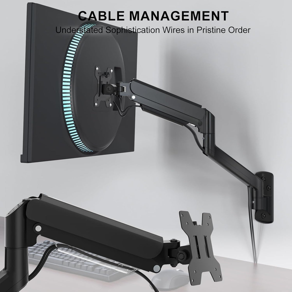 WALI Single Monitor Wall Mount for 17-34 inch Computer Screens，up to 22 lbs