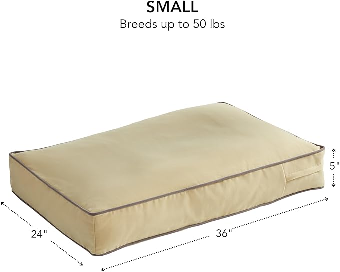 South Pine Porch Buddy Reversible Rectangle Pillow Style Microfiber Dog Bed with Removable, Machine-Washable Cover, Cream, Small (36 in. x 24 in.)