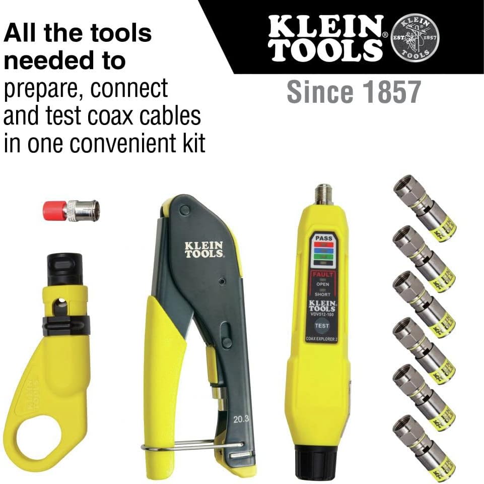 Klein Tools VDV002-818 Coax Install and Test Kit with Crimp Tool