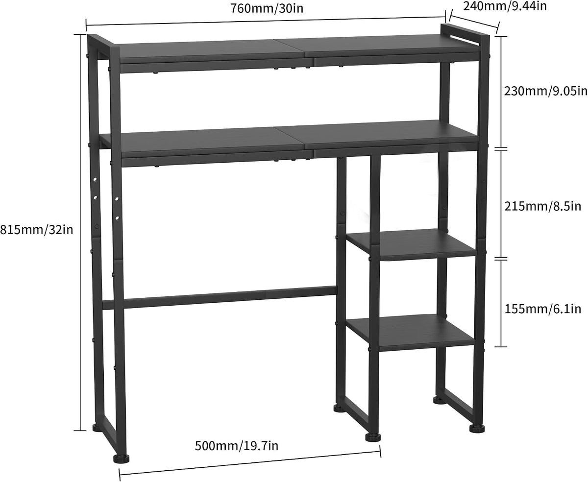 Aetheris Desktop Organizer Shelf, 30" Wooden Office Storage Rack, Display Shelf Rack, 5 Tier Desktop Display Rac, Desk Shelf, Desk Hutch for Computer Monitor (Black)