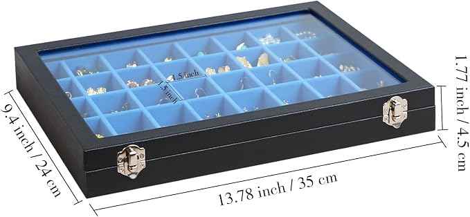 Stratalife Jewelry Organizer 40 Grid Blue Black Jewelry Tray