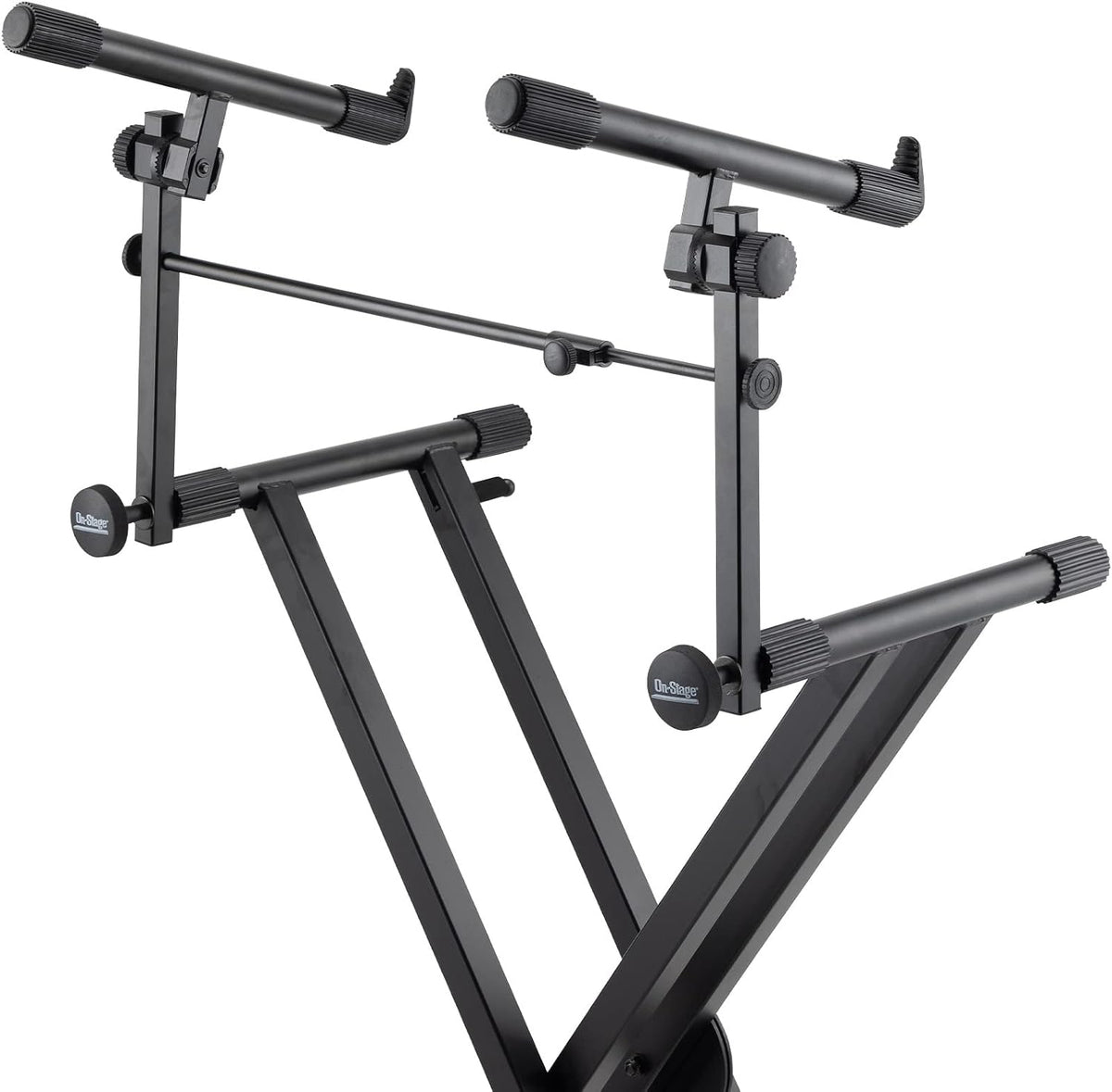 OnStage KSA7500 Universal Second Tier for X-Style Keyboard Stand (for Stacking Keyboards, Electric Pianos, Synths, and Organs, 60 lb Capacity, Adjustable, Nonslip Arms and Feet, Metal, Black)