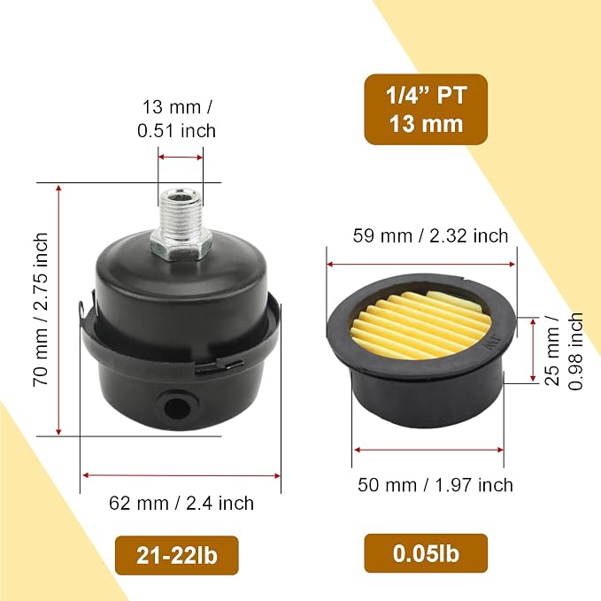 Pack of 2 Air Compressor Silencer