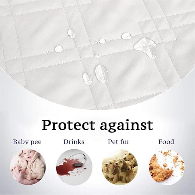 Dog Bed Cover Waterproof Microfiber Quilted Mattress Cover Pet Mat Silicon Non Slip 9 Size Furniture Protectors for Bed Sofa Couch (208 x 259 cm/82 x 102 in,Ivory)