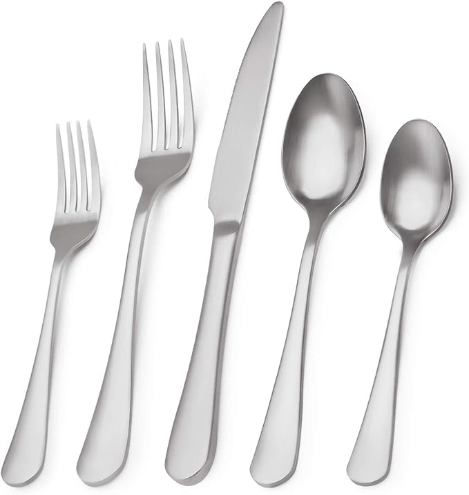 Matte Silverware Set, 20-Piece Stainless Steel Flatware Set, Kitchen Utensil