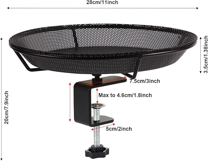 Deck Mounted Bird Feeder Bowl with 1.8 inch Thick Iron Clamp - Detachable Outdoor Decor for Garden Backyard Patio and Deck - Perfect for Attracting Birds
