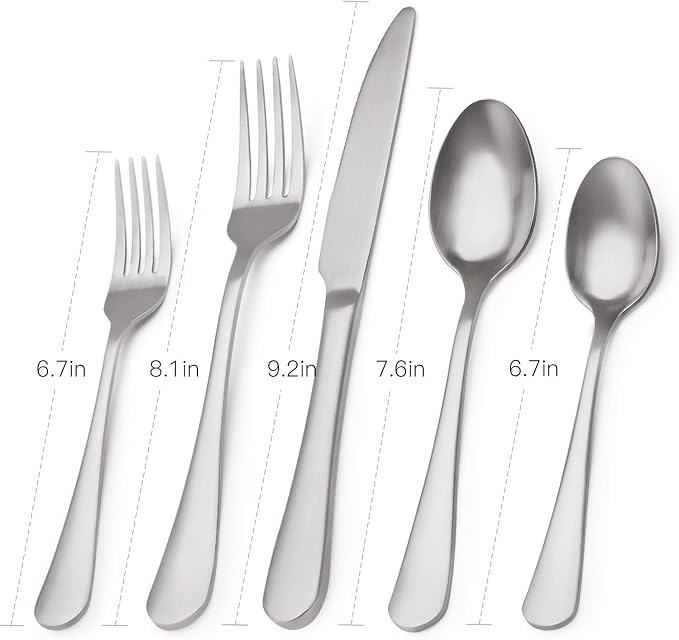 Matte Silverware Set, 20-Piece Stainless Steel Flatware Set, Kitchen Utensil