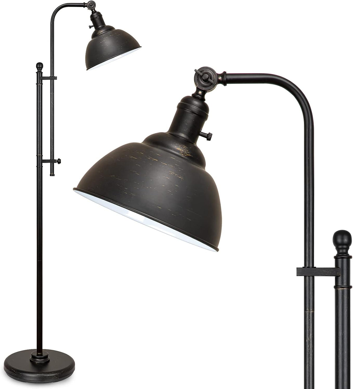 Coucrek Industrial Floor Lamp, Farmhouse Reading Lamp with 3CCT Bulb