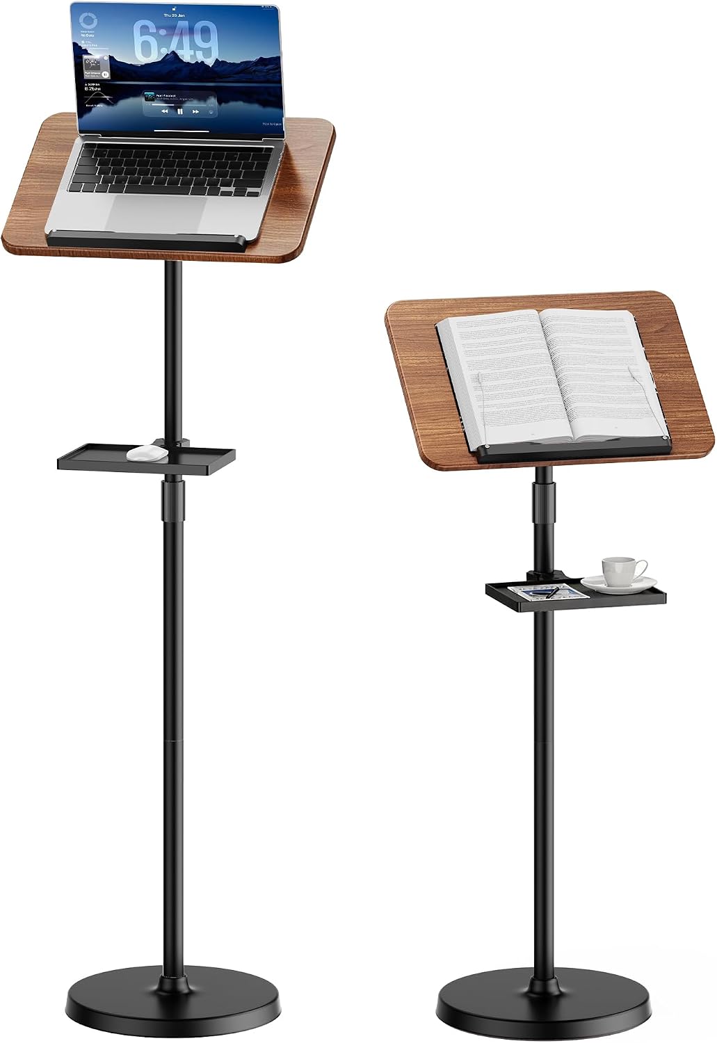 Floor Book Stand for Reading, Height & Angle Adjustable, Supports 22lbs