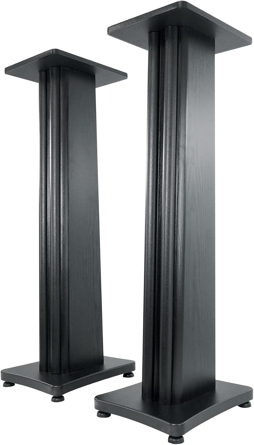 Rockville SS36B Black Wood Grain 36" Solid Home Speaker Stands Pair