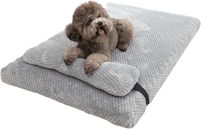 Dog Bed for Small Medium Large Dogs, Dog Mattress with Removable Pillow for Crate Kennel, Sofa Dog Bed, Super Soft Pet Bed for Dogs and Cats, Pet Beds & Furniture (Light Grey,XX-Large)