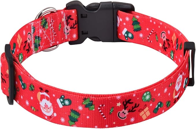 Christmas Dog Collar - Premium Adjustable Dog Collar for Small Medium Large Dogs (Christmas,M)