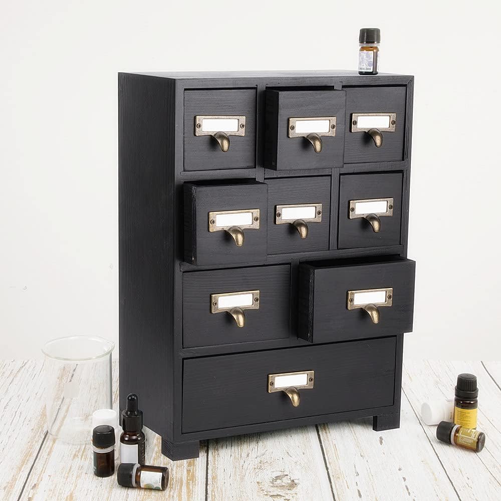 Apothecary Drawers Apothecary Cabinet with Drawers, Black