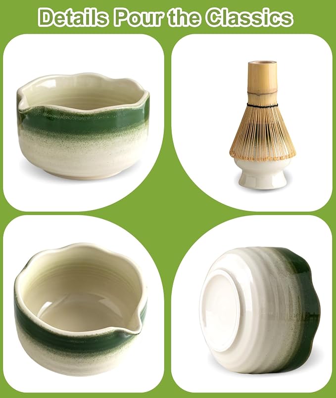 JBER Matcha Set, Bamboo Whisk, Powder Sifter