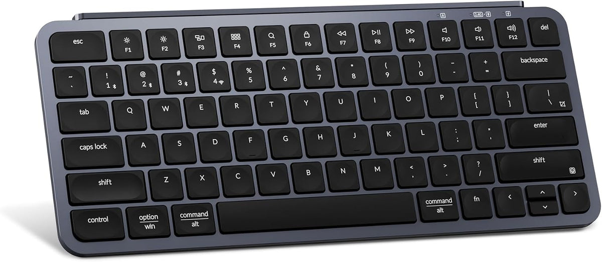Keychron B1 Pro Ultra-Slim Wireless Keyboard, ZMK/Launcher Programmable Bluetooth/2.4GHz/Wired, 1200 Hours Battery Life, Silent Scissor Switch Office Keyboard for Mac/Windows/Linux - Gray