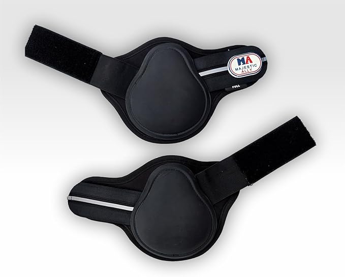 Majestic Ally Horse Leg Protection Fetlock and Tendon Boots Set, PU Shell, Neoprene Lining, Hook and Loop Closures, Multiple Colors and Sizes