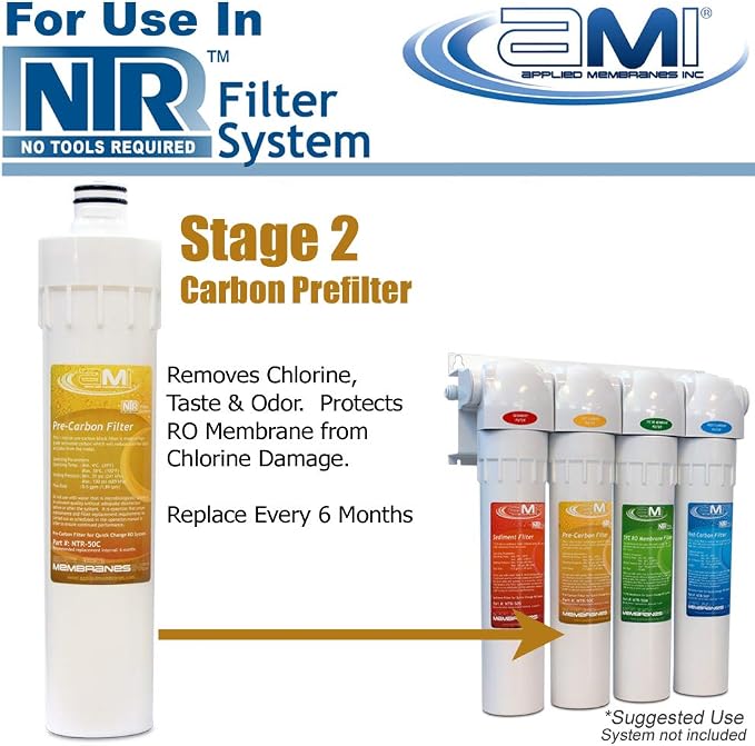 Carbon Pre-Filter for Applied Membranes NTR RO System | NTR-50C Replacement